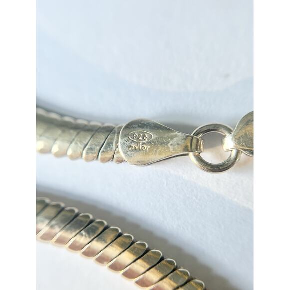 Milor Vintage 925 Sterling Silver Gold-toned Snake Choker Necklace 18” Italy 4mm - Picture 7 of 8
